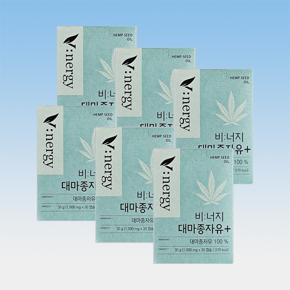 <b>휴럼</b> 비너지 대마종자유 플러스 햄프씨드오일 햄프씨드유 30캡슐 6박스 6개월분