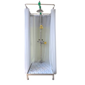 일체형 비상샤워기 비상샤워기부스 JS-0718S 4방커튼형 (발판- 국산 sus304 제작)