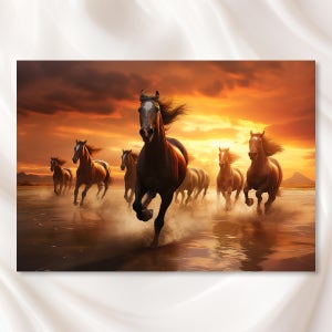 출세운 승진운 합격기원 풍수지리 야생마 말그림 거실 캔버스 대형 액자 노을의 질주 A4