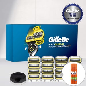 질레트 2024 프로쉴드 옐로우 면도날 16입+매뉴얼 면도기 스탠드+[증정/별도배송]하이드라젤