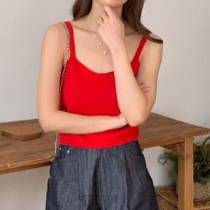 뷔스티에탑 여름니트조끼 여성 크롭 베스트 끈 뷔스티에