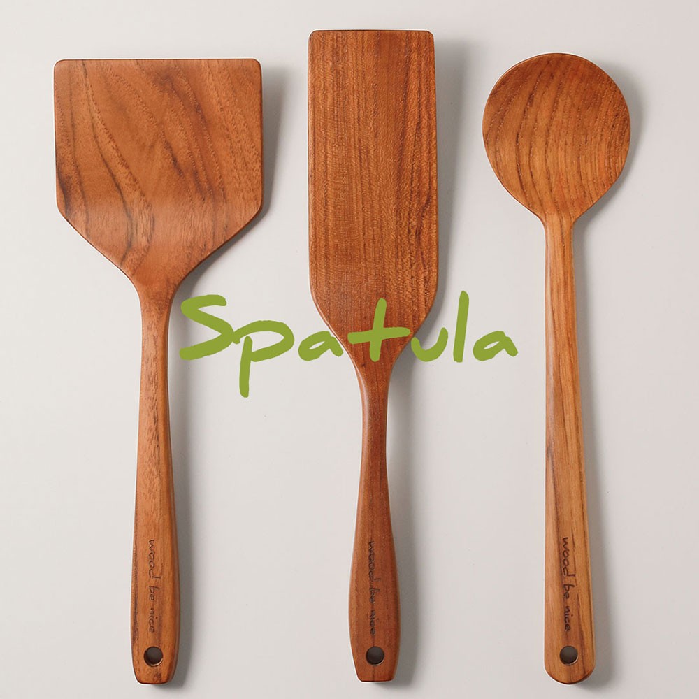 국내제작 프리미엄 티크나무 조리도구 원목 볶음스푼 뒤집개 3종 단품