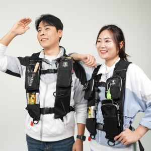 피쉬클럽 킹살몬 자동팽창식 구명조끼 KC인증-블랙 옵션별 , 국내생산 수분감지 바다낚시