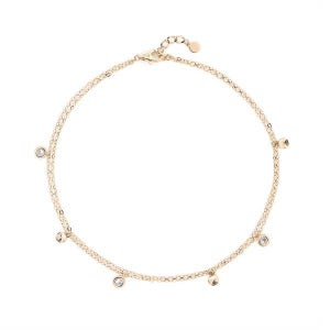 로이드 커팅볼 스톤믹스 두줄 14k 발찌 LWA23010G