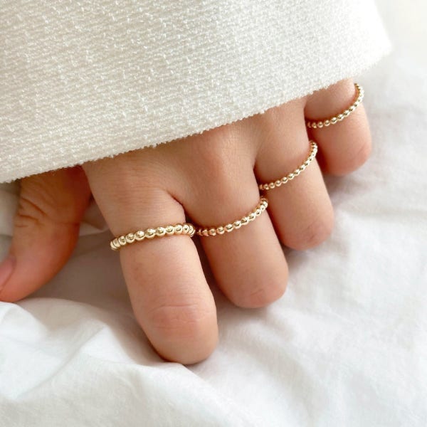 오르퀸 14k 볼반지 빼를리 엄지 애끼 링 여자 금 레이어드 할로우 2mm 2.5mm 3mm
