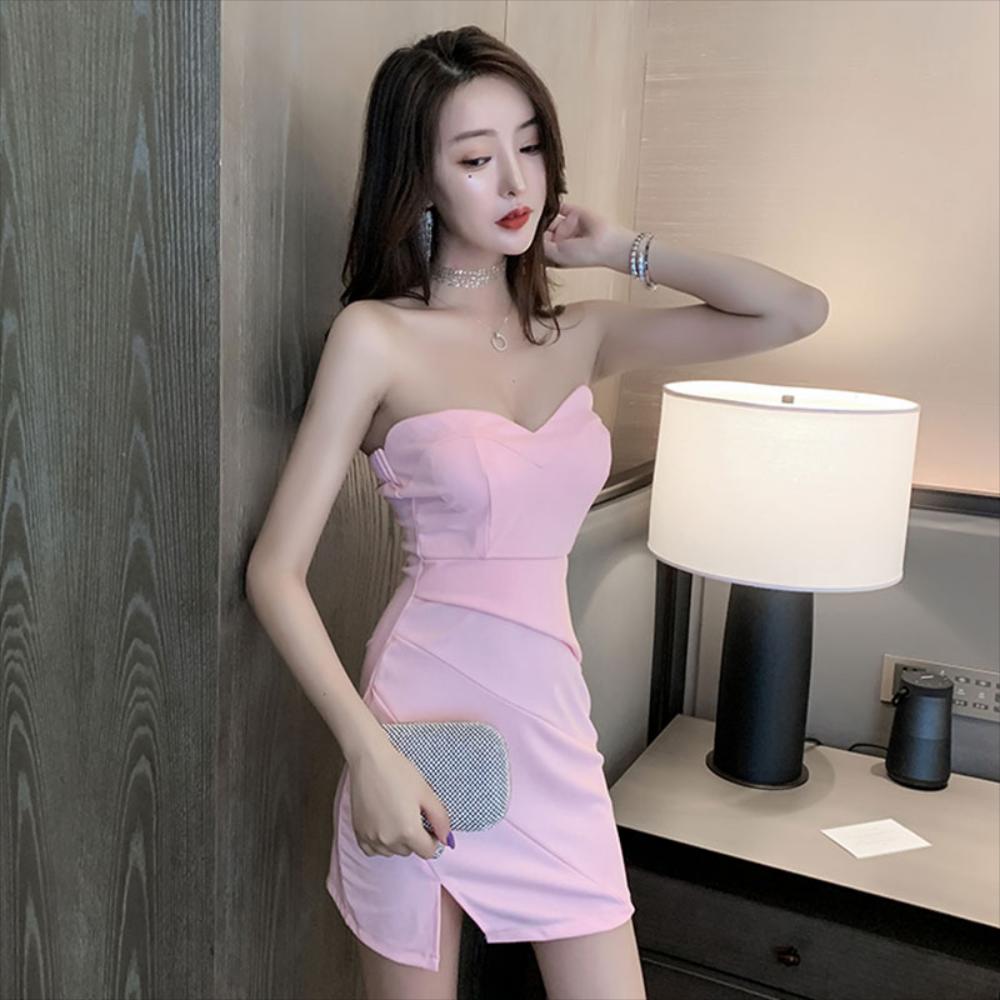 여름 리본 원피스 클럽 작업복 발 목욕 로우 컷 딥 <b>브이</b> 넥 덮 튜브 탑