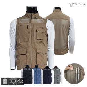 1+1 웨어몬 WF-20 여름 멀티포켓 통풍 망사조끼 나일론 작업 등산 낚시 다용도