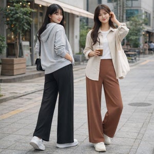 와이드 팬츠 여성 겨울 바지 하이웨스트 슬랙스 키큰여자 빅사이즈 키작녀 H08