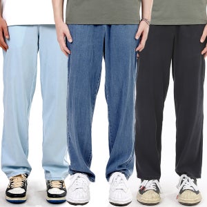 남자 여름 와이드 청바지 냉감 밴딩 팬츠