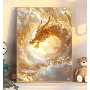 레진 사각 보석십자수 취미 DIY 황금 용의 승천 레진 사각 70x90cm 권장사이즈