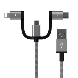 3 in 1 C타입 라이트닝 8핀 마이크로 5핀 1+1 우븐 패브릭 트리플 고속 충전 케이블 0.5m