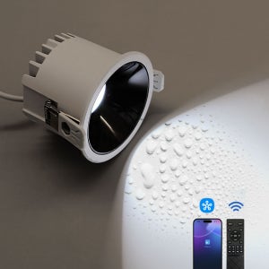 지그비 IOT 디밍 흑도금 방수 타공75mm 12w 다운라이트 리모컨 스마트싱스 매입등