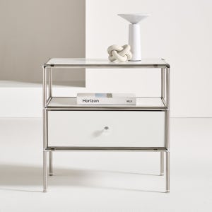 클레어 이브 500 미드센츄리 협탁 퓨어화이트 완제품 거실 침실 미니 수납장