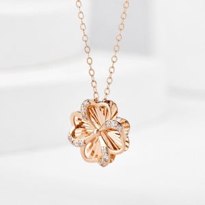 14K 러브캐처 클로버 펜던트 목걸이 행운 LOBDD377