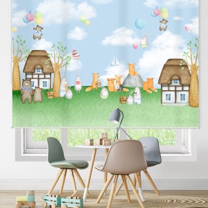 cut89 아이방 블라인드 아기방 롤스크린 곰 하늘 토끼 키즈 그림 방염 암막 제작가능