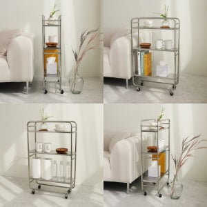 이동식 슬림 철제선반 침실 주방 사이드 3단 스틸 진열대