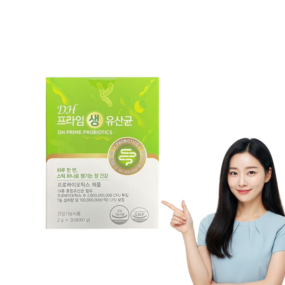 DH 프라임 생 유산균 19종 혼합 <b>프로바이오틱스</b> 요거트맛 30포, 1개