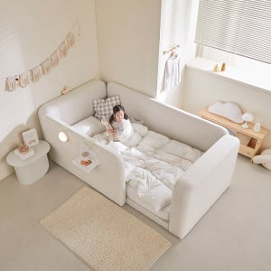 도어형 런칭 퍼니코 빈 데이베드 아쿠아텍스 패브릭 아기침대 프레임 SS 소프트 아이보리