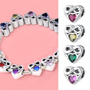 판도라호환 탄생석 생일 실버 하트 베리스톤 참 ( 판도라팔찌 판도라목걸이 호환 레드 핑크 블루 그린 퍼플 )