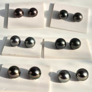 타히티 블랙 흑 해수진주 10mm 11mm 12mm 귀걸이 나석 한벌