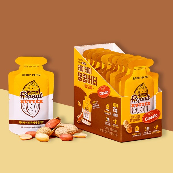 레미레미 짜먹는 땅콩버터 100% 무첨가 클래식 250g (25g 개별포장 x 10개입)