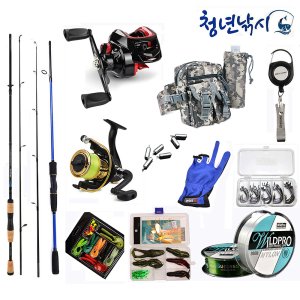 1+1민물 루어 낚싯대 낚시대 풀 세트 송어 베스 쏘가리 가물치 꺽지 초보자용 입문용 2인