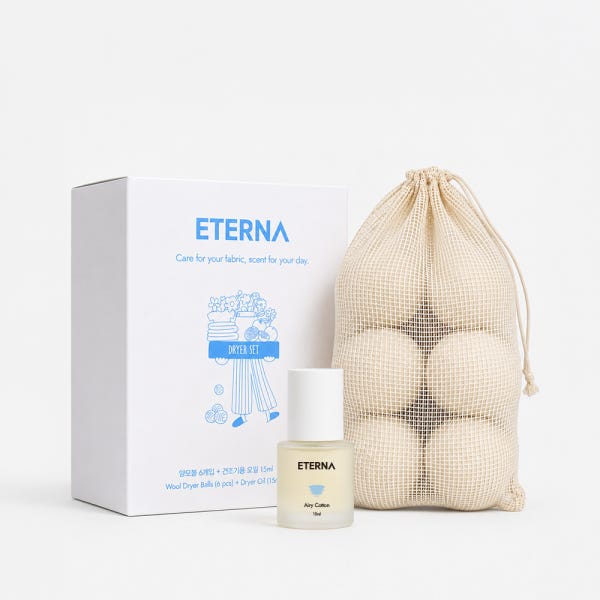 에테르나 건조기 양모볼 6개+ 오일 15ml 세트 울볼 7cm 대형