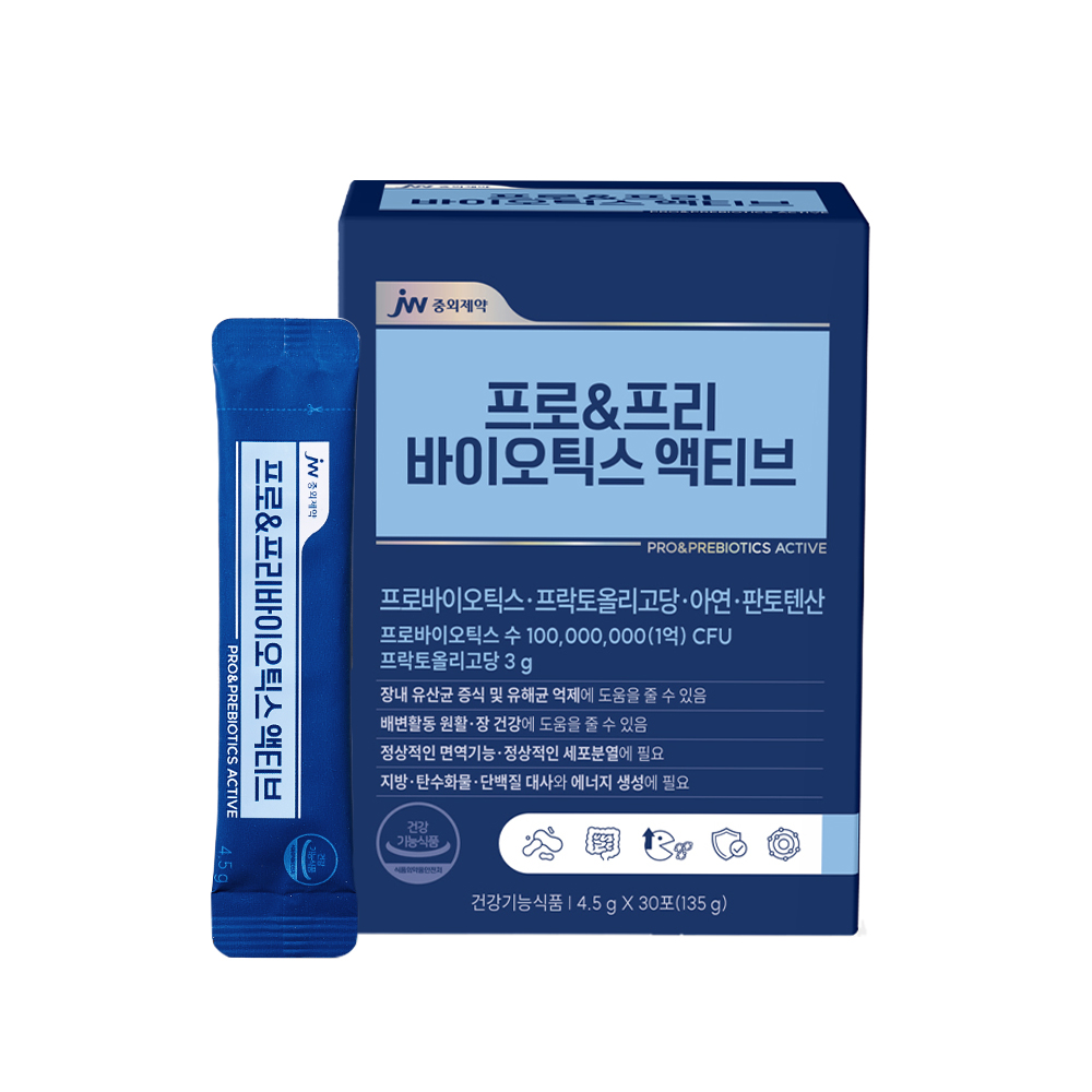 <b>JW중외제약</b> 프로&amp;프리바이오틱스 액티브 30포, 1개