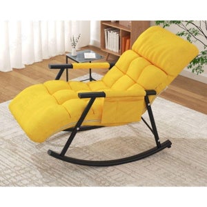 흔들 의자 패브릭 암체어 린넨 철제 스윙체어