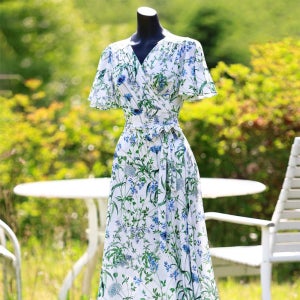 고퀄리티 여름 랩 원피스 어깨 셔링원피스 여리여리 풀잎패턴 저지맥시랩