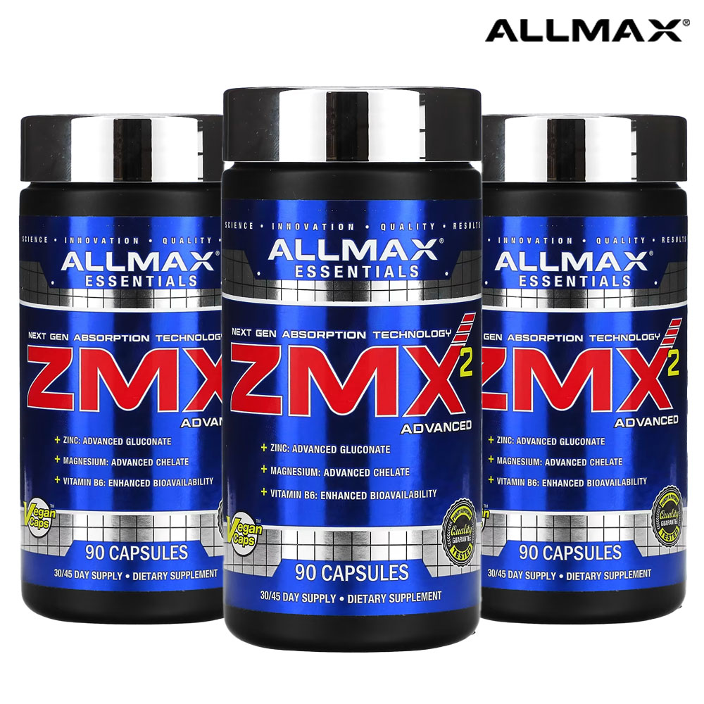 <b>올맥스</b> ZMX2 <b>아연</b> 비타민 B6 킬레이트 마그네슘 어드밴스드 90캡슐 3개 운동선수