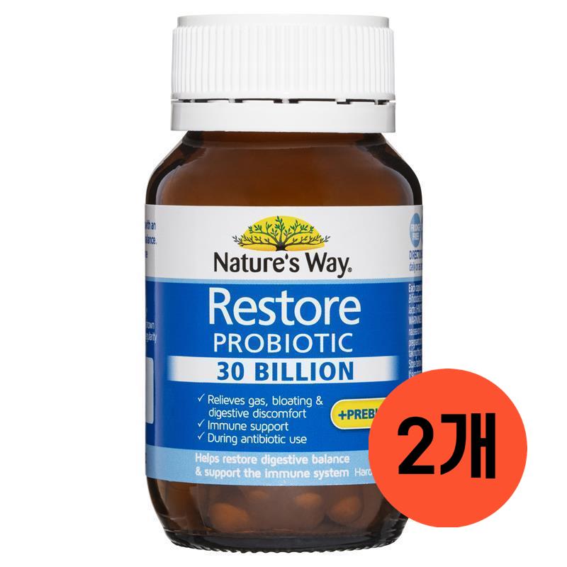 네이쳐스웨이 <b>리스토어</b> 프로<b>바이오틱</b> 유산균 300억 30 캡슐 호주 구대 2개