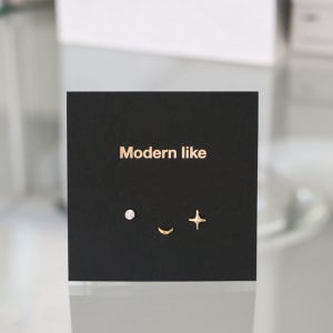 14k 금 귀걸이 세트 미니 데일리 큐빅 달 별