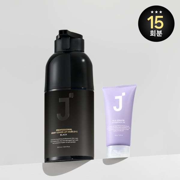 제이숲 프로페셔널 셀프 새치 커버 5분 염색약 저자극 샴푸염색 300ml+헤어팩