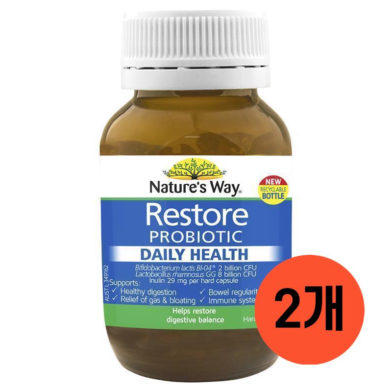 네이쳐스웨이 <b>리스토어</b> 프로<b>바이오틱</b> 유산균 데일리 헬스 28 캡슐 호주 2개