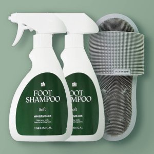 보태니컬 풋샴푸 + 풋 브러쉬 세트 발관리 발냄새 제거 소프트, 400ml, 2개