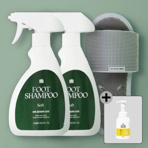 보태니컬 풋샴푸 + 풋 브러쉬 세트 발관리 발냄새 제거 소프트, 400ml, 2개