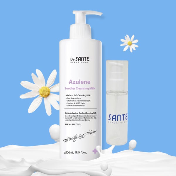 상떼 아줄렌 수더 클렌징 밀크 저자극 보습 장벽개선 클렌저 500ml+공병+S1-2