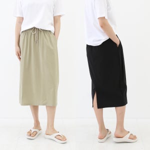 1+1 여성 쿨 스판 밴딩 롱 스커트 봄 여름 H라인 빅사이즈 편안한 7부 치마