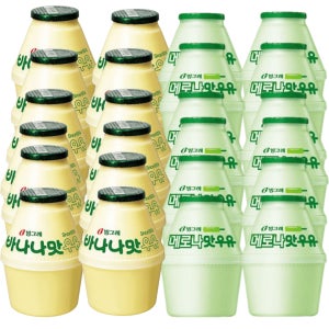 빙그레 바나나우유 240ml 24입 혼합 (바나나맛12입+메로나맛12입)