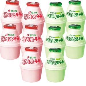 빙그레 딸기우유 240ml 10입 혼합 (딸기맛5입+메로나맛5입)