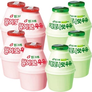 빙그레 딸기우유 240ml 8입 혼합 (딸기맛4입+메로나맛4입)