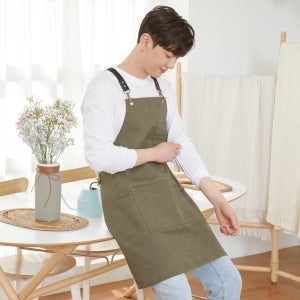 제페토 캔버스 앞치마/다크카키-A-1001-3