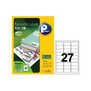 프린텍 전산라벨V3350-20매 27L 62.7x30.01mm 권
