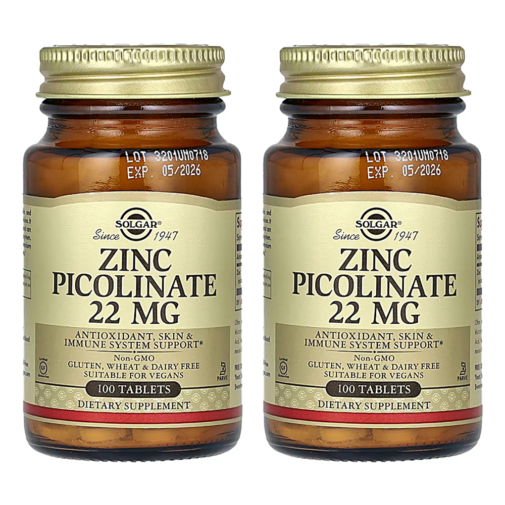 솔가 피콜린산 아연 <b>징크 피콜리네이트</b> 22 mg 100 정 2팩