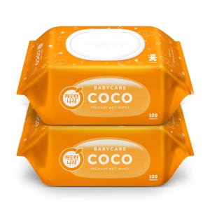 깨끗한나라 코코 베이비케어 물티슈 캡형 100매 2팩