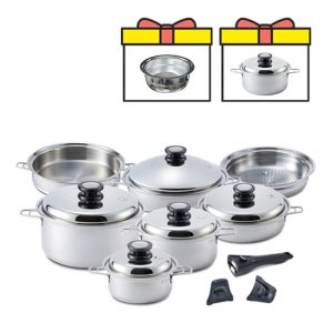 마마르떼 마스터세트 16냄비+24스티머 / 뚜껑까지 최고급소재 316Ti 티타늄 인덕션냄비