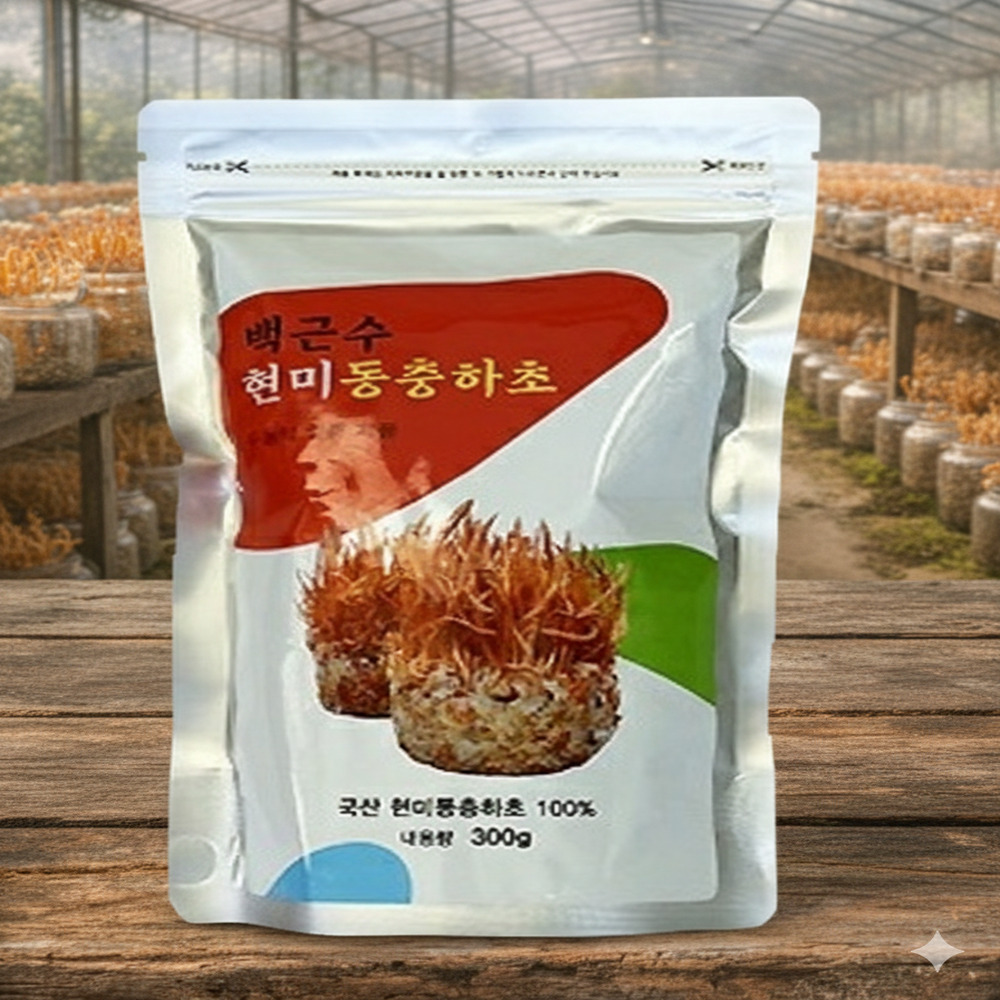 백근수 현미 <b>동충하초</b> 분말 300g 동결건조 혈관관리 코디세핀 당뇨 면역 무농약