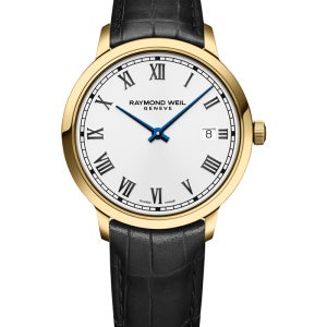 토카타 클래식 골드 화이트 로만 다이얼 가죽 (쿼츠) 39mm