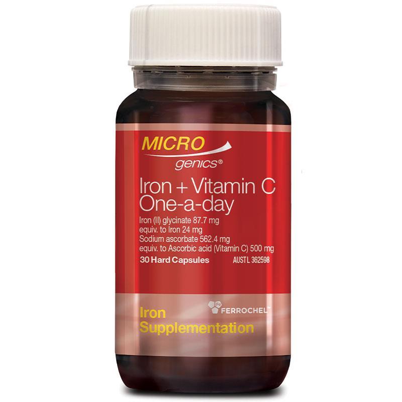 호주 <b>마이크로제닉스</b> Microgenics Iron + Vitamin C 철분 + 비타민C 30캡슐